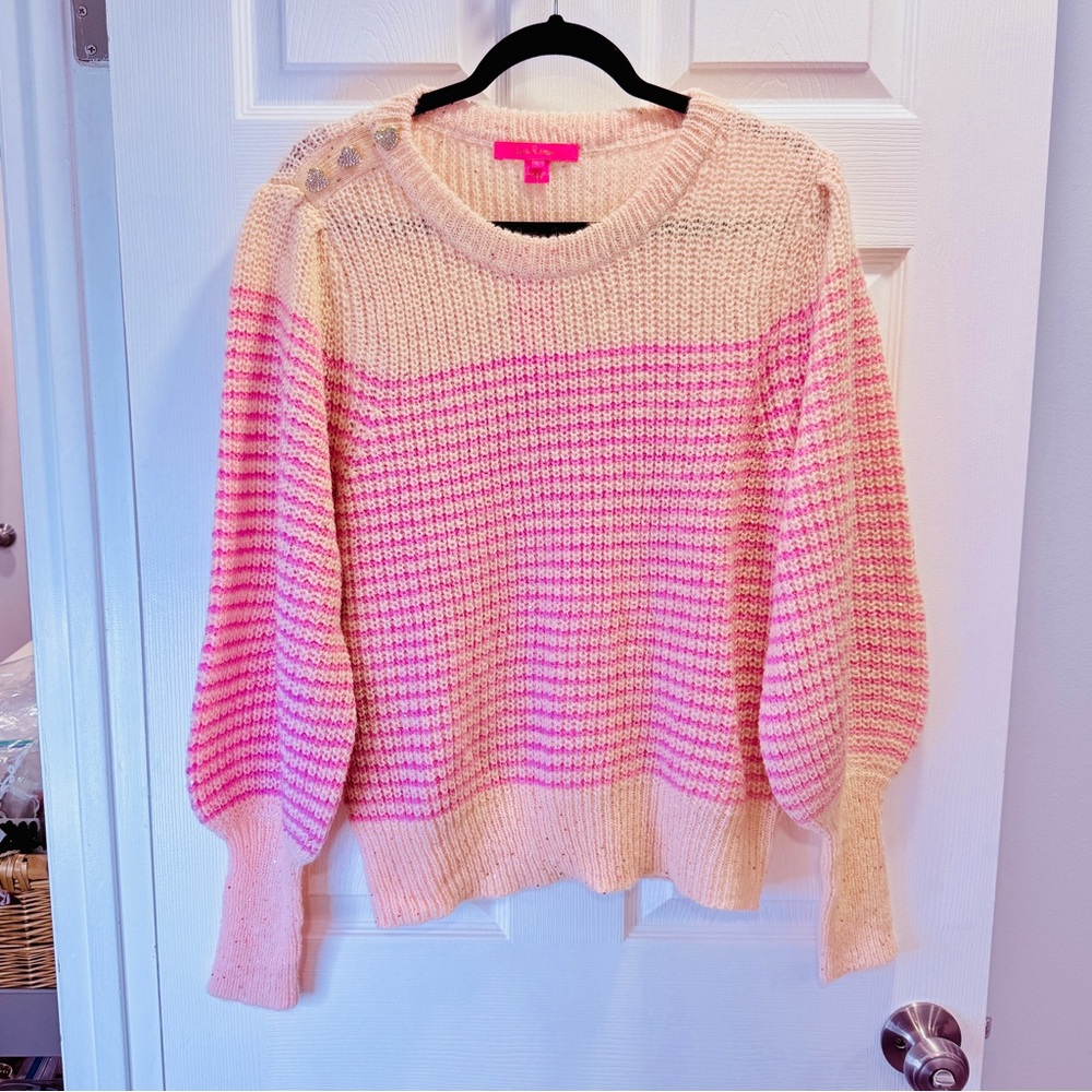Lilly Pulitzer NWT Sparkling Peony Pink & Blushy Women's Sweater